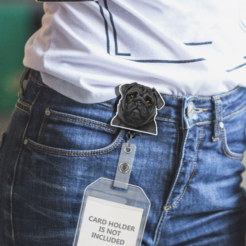 Reloj de insignia personalizado con foto de mascota con cara de perro o gato y nombre, clip de identificación de enfermera de acrílico