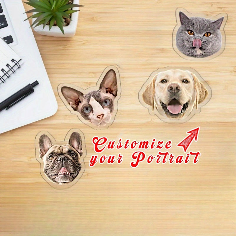 Custom Pet Face Badge Reel Acrylic ID Holder Personalized Dog Cat Animal Lover Gift