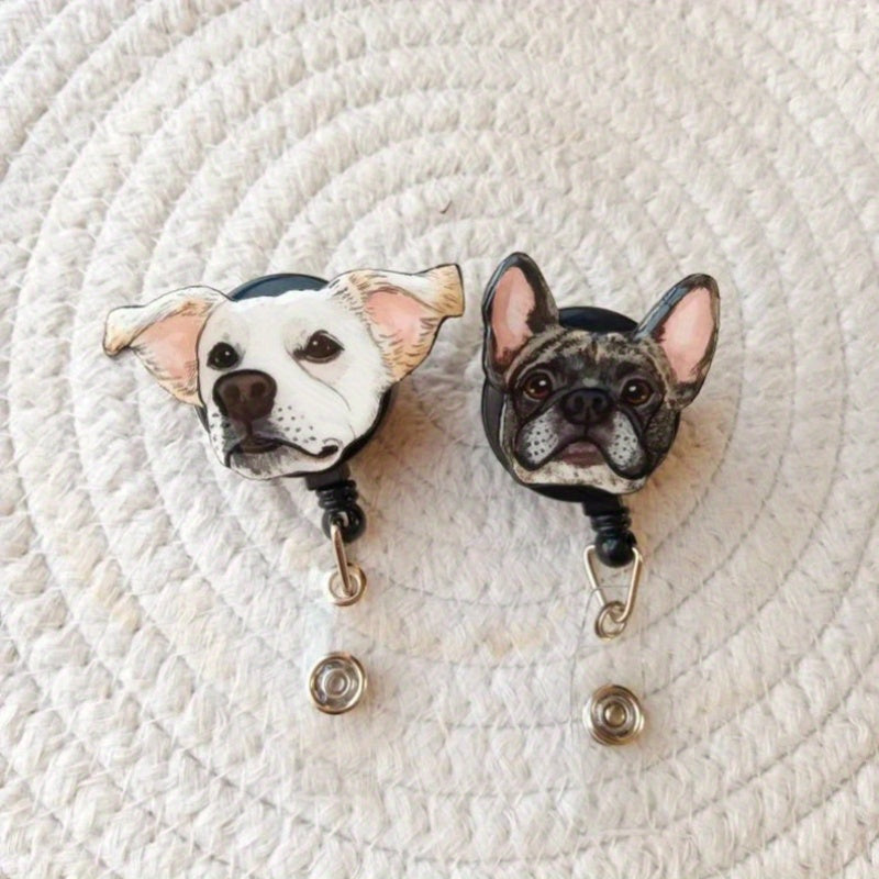 Llavero personalizado con placa para mascotas y charm de cara de perro, acrílico, regalo para amantes de los animales adorables