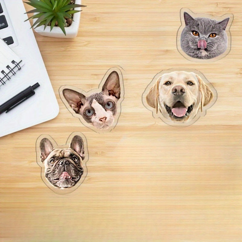 Custom Pet Face Badge Reel Acrylic ID Holder Personalized Dog Cat Animal Lover Gift