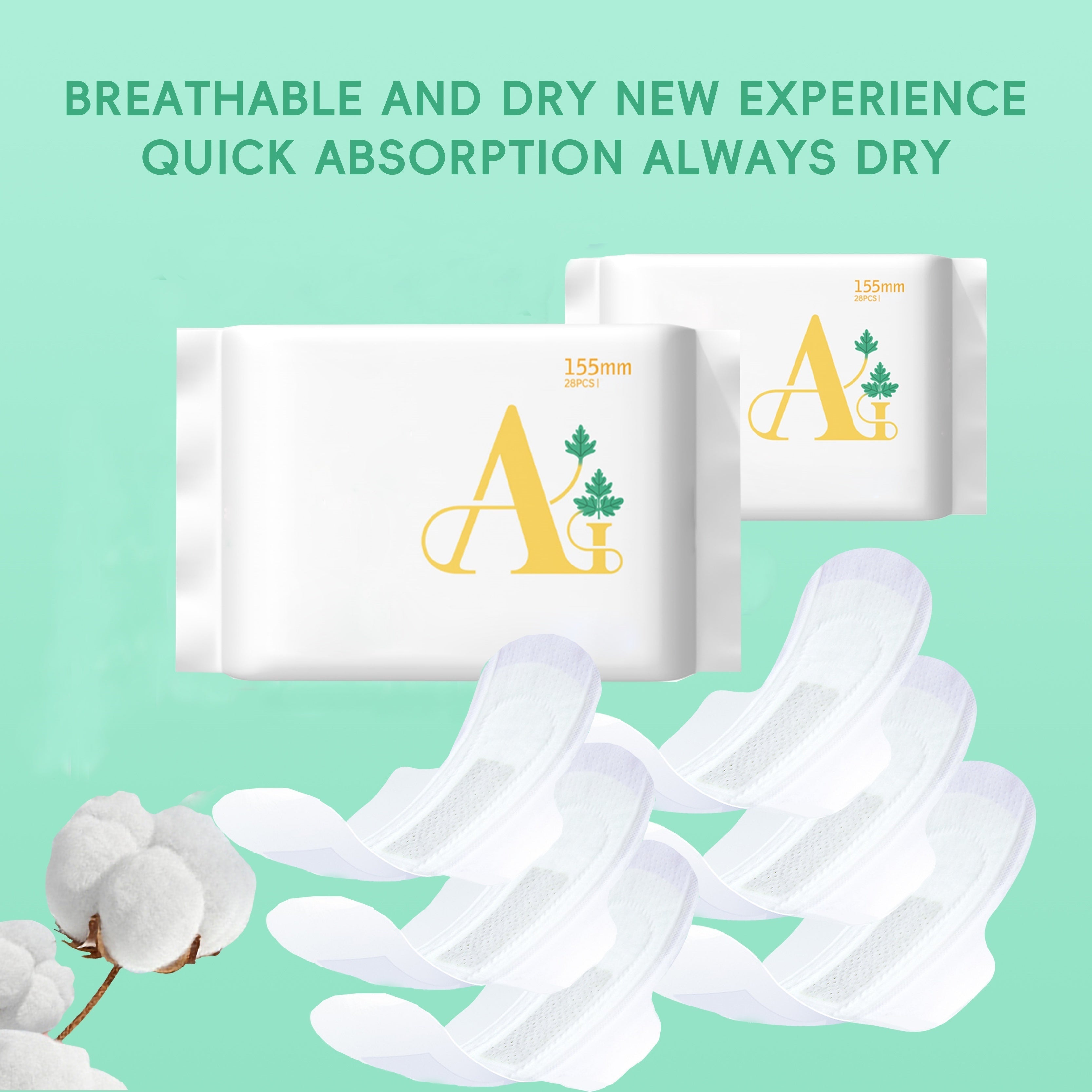 28 Pack of Ultra-Thin Leak-Proof Aloe Vera Menstrual Liners 155mm
