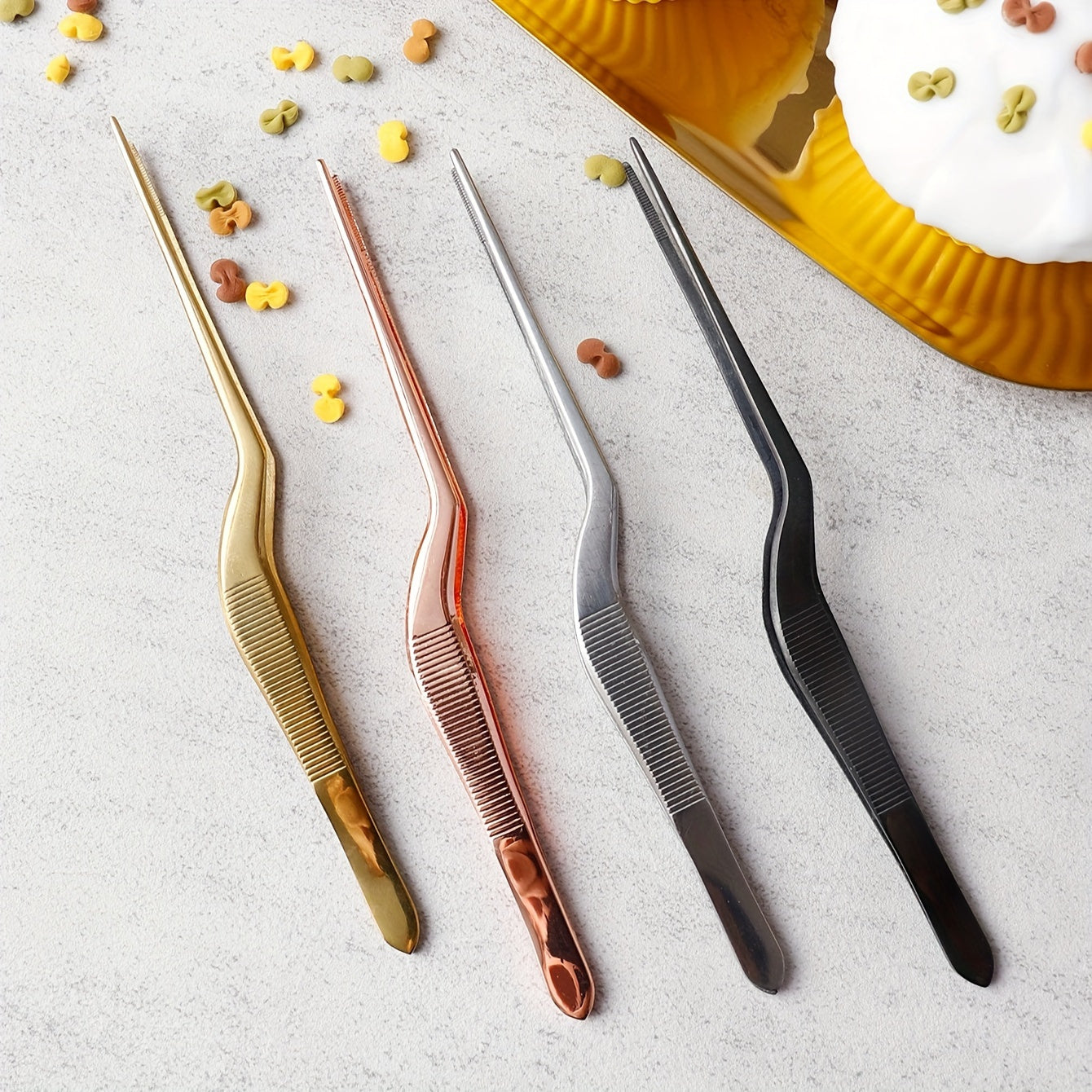 Stainless Steel Tongs for Food Plating and Cake Decorating, Professional Kitchen Tool