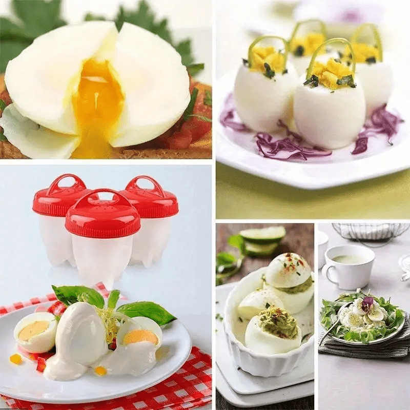 Set of 6 Silicone Egg Cookers for Shellless Poached Eggs Heat Resistant Up to 248°F