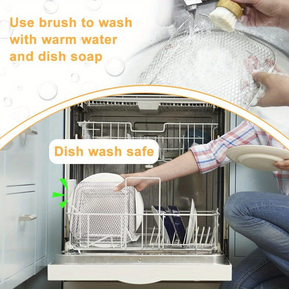 Nikel qotishmasidan yasalgan havo fritöre aksessuarlar to'plami - Uch qavatli, idish-tovoq yuvish mashinalari va pechlar uchun xavfsiz, sog'lom bayram pishirish va tayyorlash uchun ideal