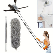 Extendable Microfiber Duster with 119.38cm Flexible Stainless Steel Pole for Home and Garden Dust Removal