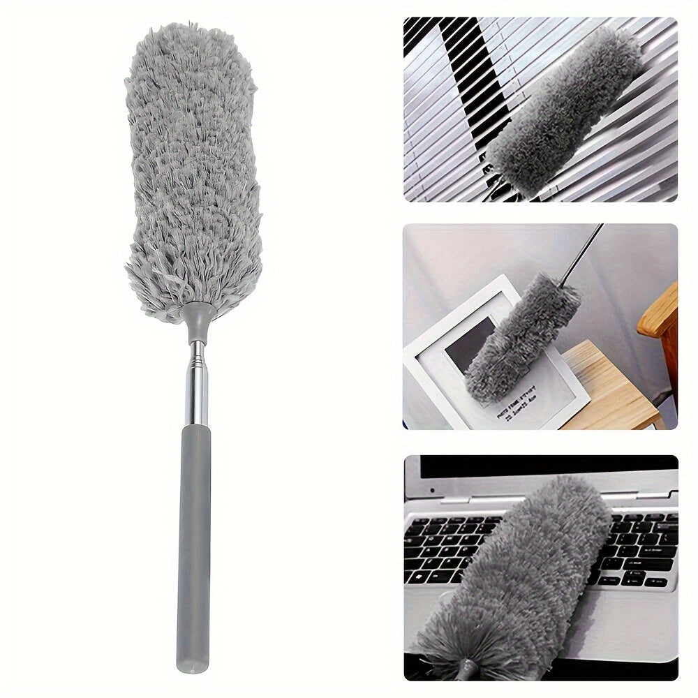 Extendable Microfiber Duster with 119.38cm Flexible Stainless Steel Pole for Home and Garden Dust Removal