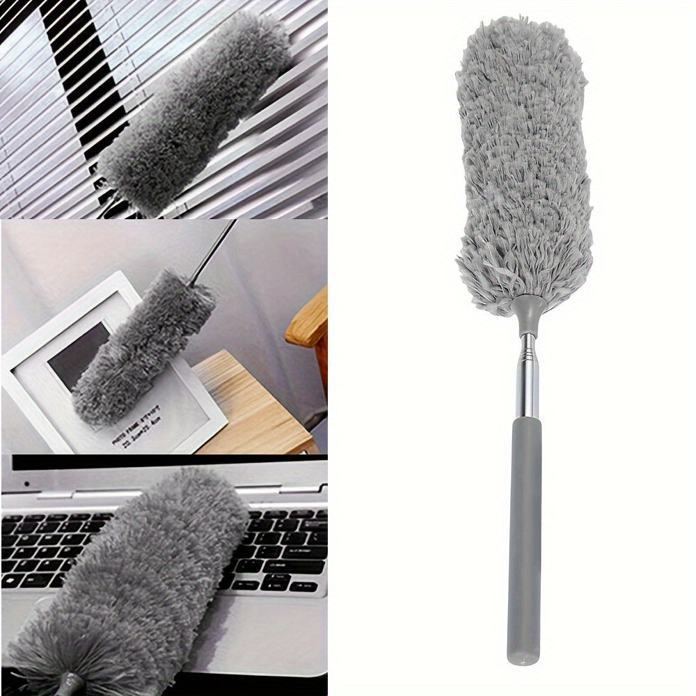 Extendable Microfiber Duster with 119.38cm Flexible Stainless Steel Pole for Home and Garden Dust Removal