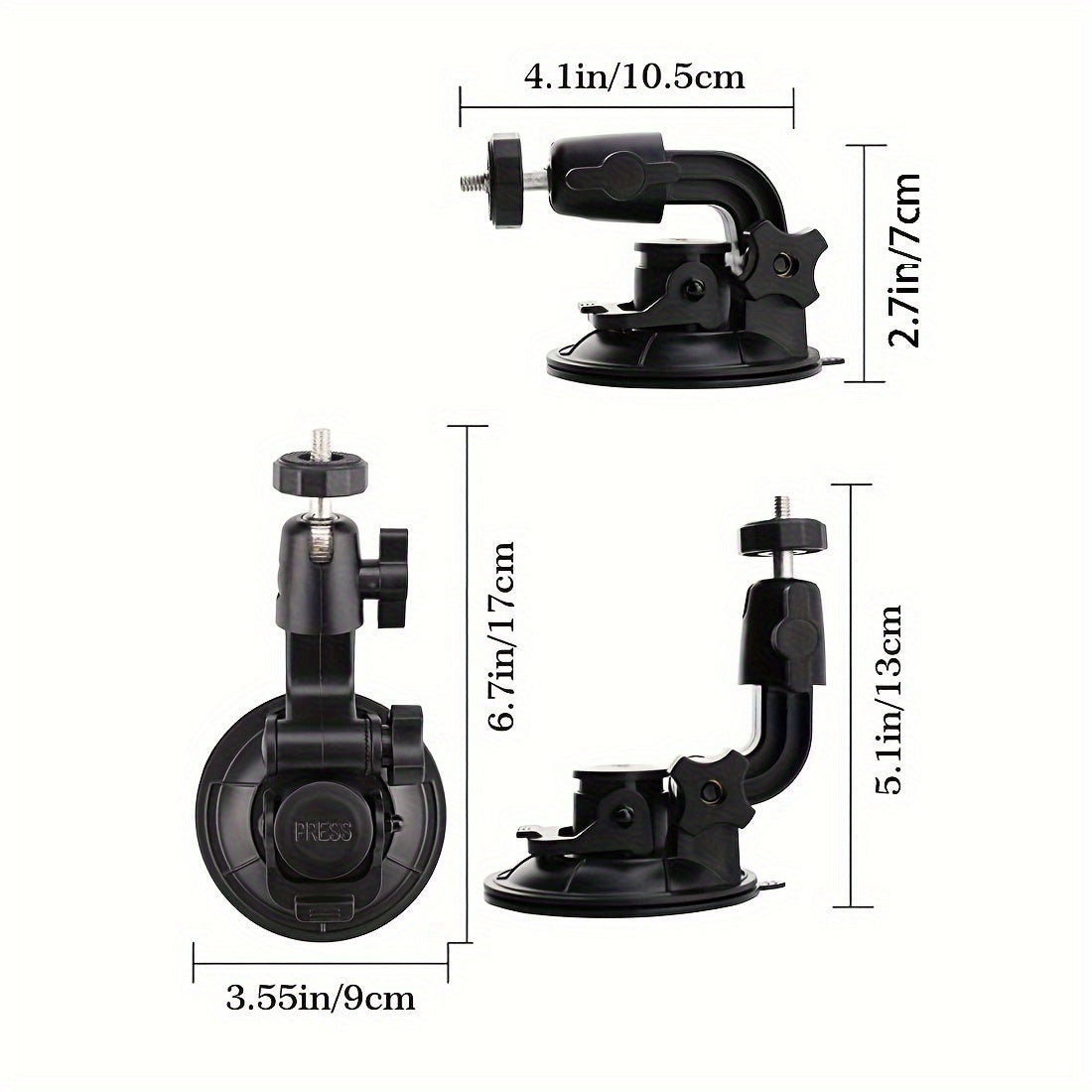 Suction Cup Mount for Action Cameras Compatible with Gopro DJI Osmo Insta360 and More Durable ABS Material