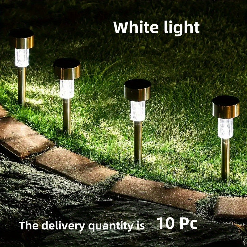 10 Pack Solar LED Landscape Lights Dusk-to-Dawn Waterproof Outdoor Pathway Garden Driveway
