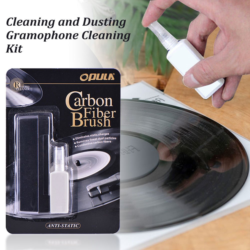 Vinyl Record Cleaning Kit with Anti-Static Plastic Brush and Cleaner for Records