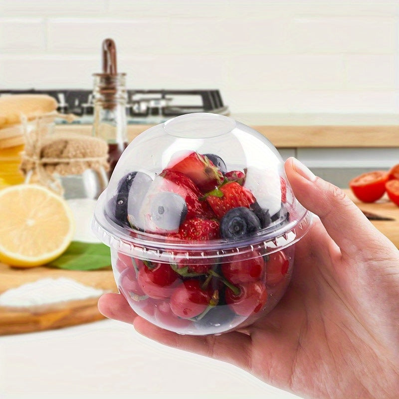 Set of 50 Clear Disposable Dessert Cups with Dome Lids for Fruit Salads and Ice Cream