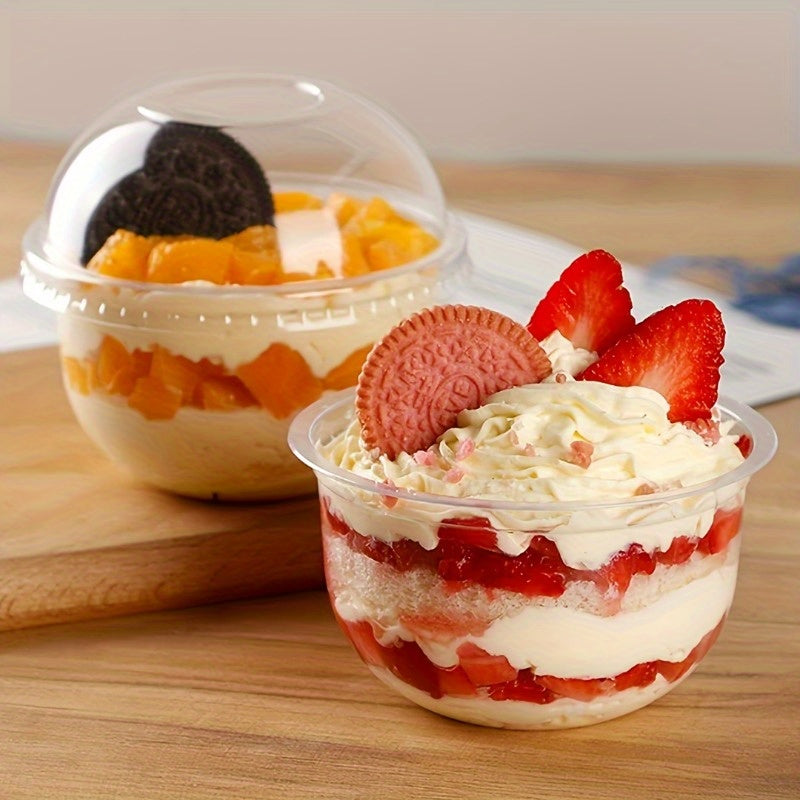 Set of 50 Clear Disposable Dessert Cups with Dome Lids for Fruit Salads and Ice Cream