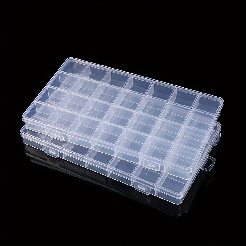 Clear Plastic Jewelry Organizer Box with 28 Compartments for Earrings Beads and Tackle