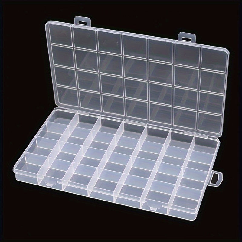Clear Plastic Jewelry Organizer Box with 28 Compartments for Earrings Beads and Tackle