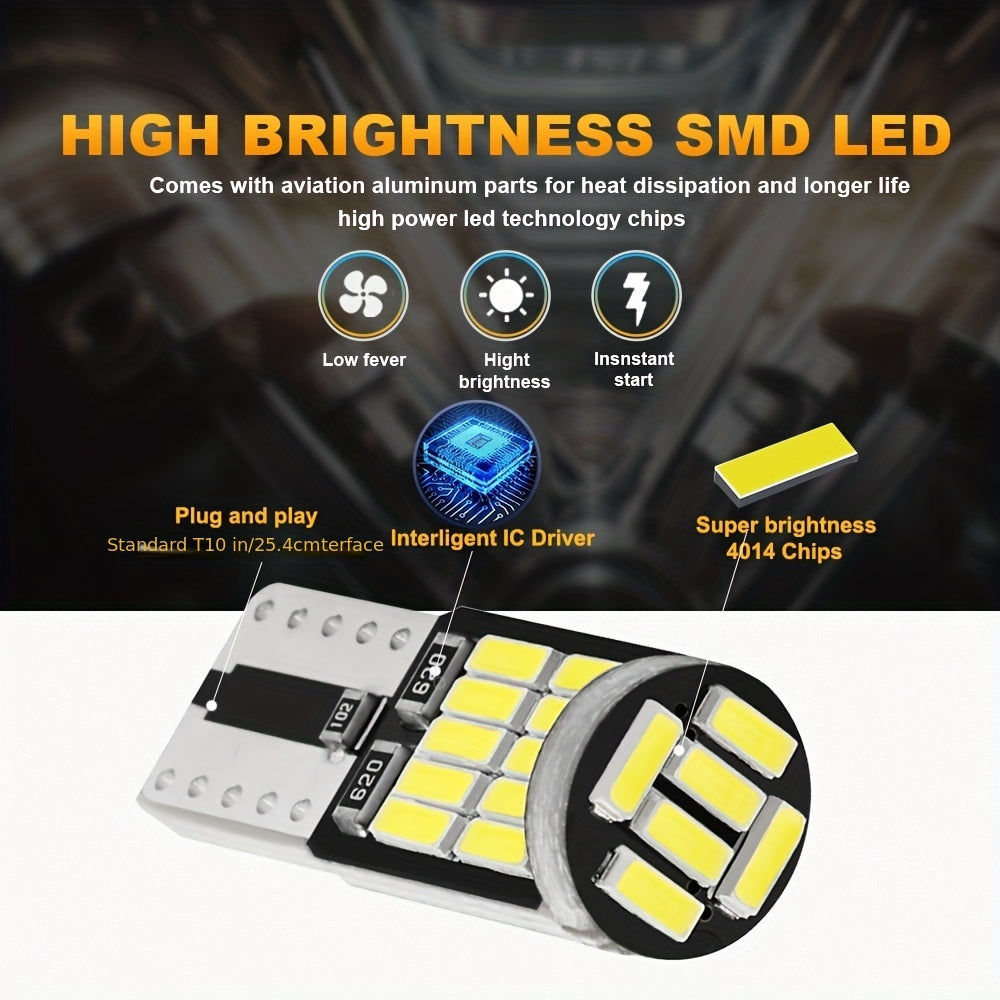 10 dona LED raqam belgilari chiroqlari W5W 194 501, juda yorqin, xato qilmaydigan