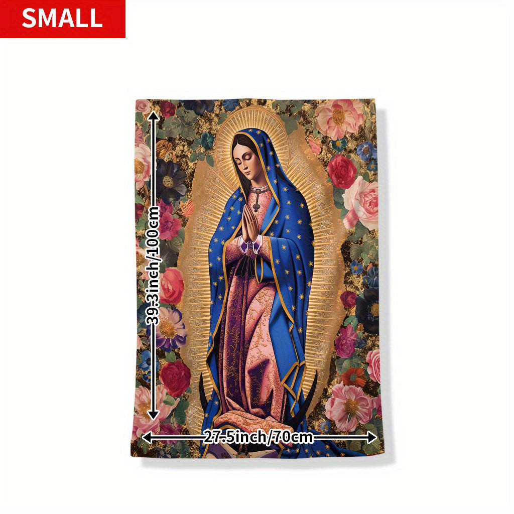 Soft Flannel Throw Blanket Virgin Mary Floral Print All Seasons for Naps Camping Travel Home Decor
