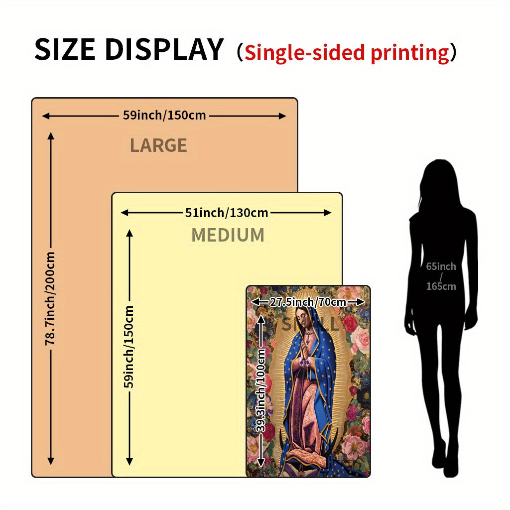 Soft Flannel Throw Blanket Virgin Mary Floral Print All Seasons for Naps Camping Travel Home Decor