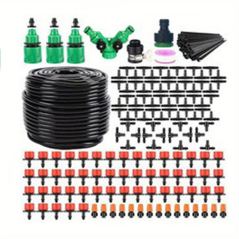 50m PVC Drip Irrigation Kit for Outdoor Gardens Without Battery