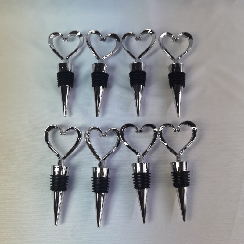 Heart-Shaped Red Wine Bottle Stopper Plastic Silicone Set of 1-8