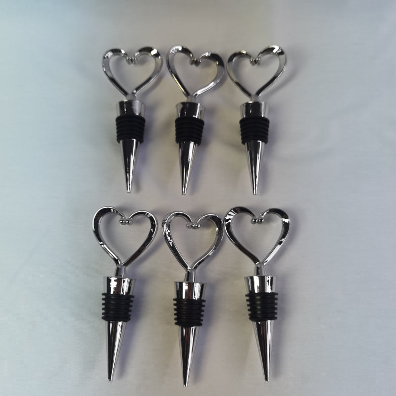 Heart-Shaped Red Wine Bottle Stopper Plastic Silicone Set of 1-8
