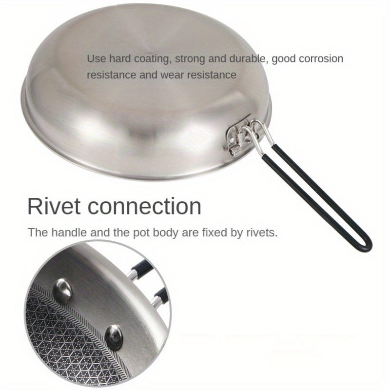 Многофункциональная сковорода из нержавеющей стали с шестигранным дном - легкая в очистке, портативный дизайн для приготовления пищи на открытом воздухе, подходит для индукционных и газовых плит.