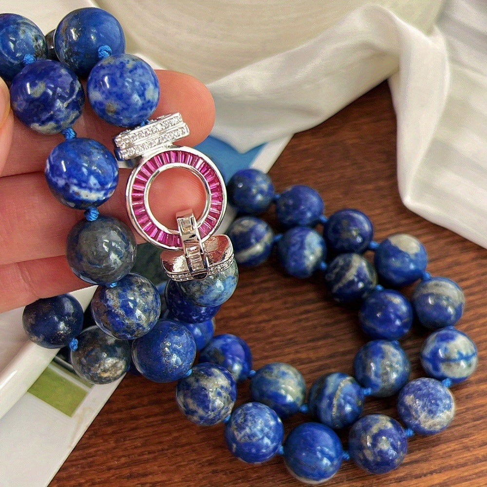 Ajoyib Lapis Lazuli Marjonli Bezak - Tabiiy 12mm To'siq, Nafis va Ko'p Maqsadli, Har qanday Tadbir uchun Zo'r, Unga Ideal Sovg'a