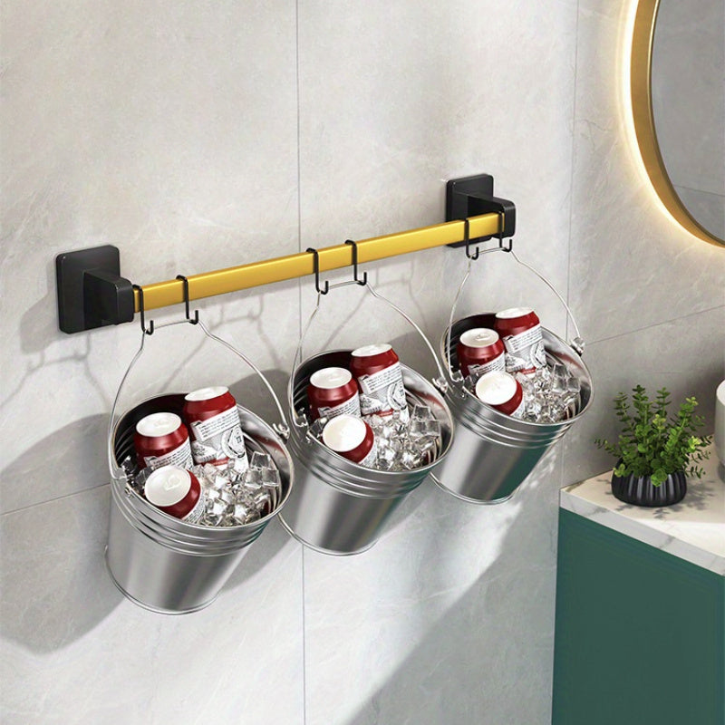 Wall-Mounted Shoe Organizer Bathroom Space-Saving No-Drill Metal Slipper Rack