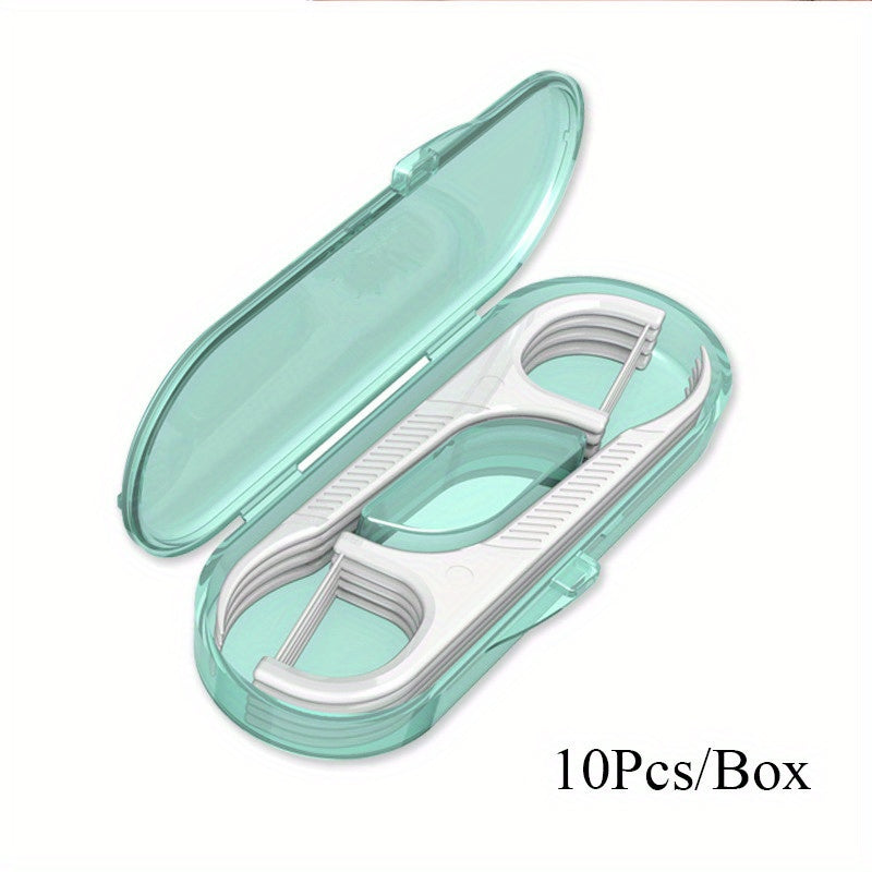 10pcs Travel Portable Dental Floss Picks in Pastel Pink Mint Green Hygienic Case