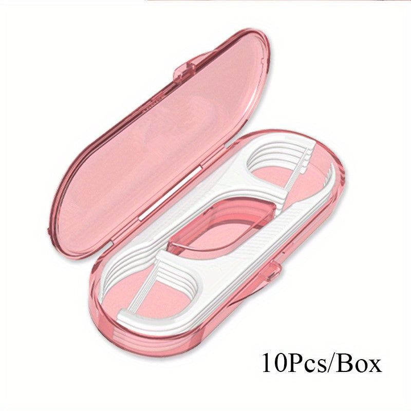 10pcs Travel Portable Dental Floss Picks in Pastel Pink Mint Green Hygienic Case