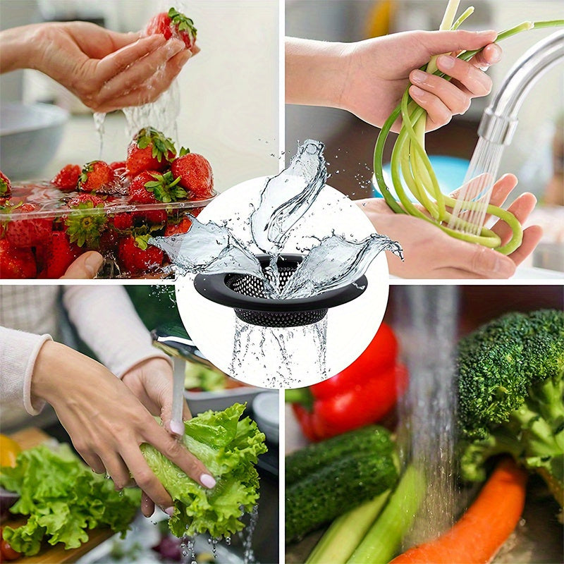 Stainless Steel Sink Strainer Black Hexagonal Mesh for Kitchen Drainage
