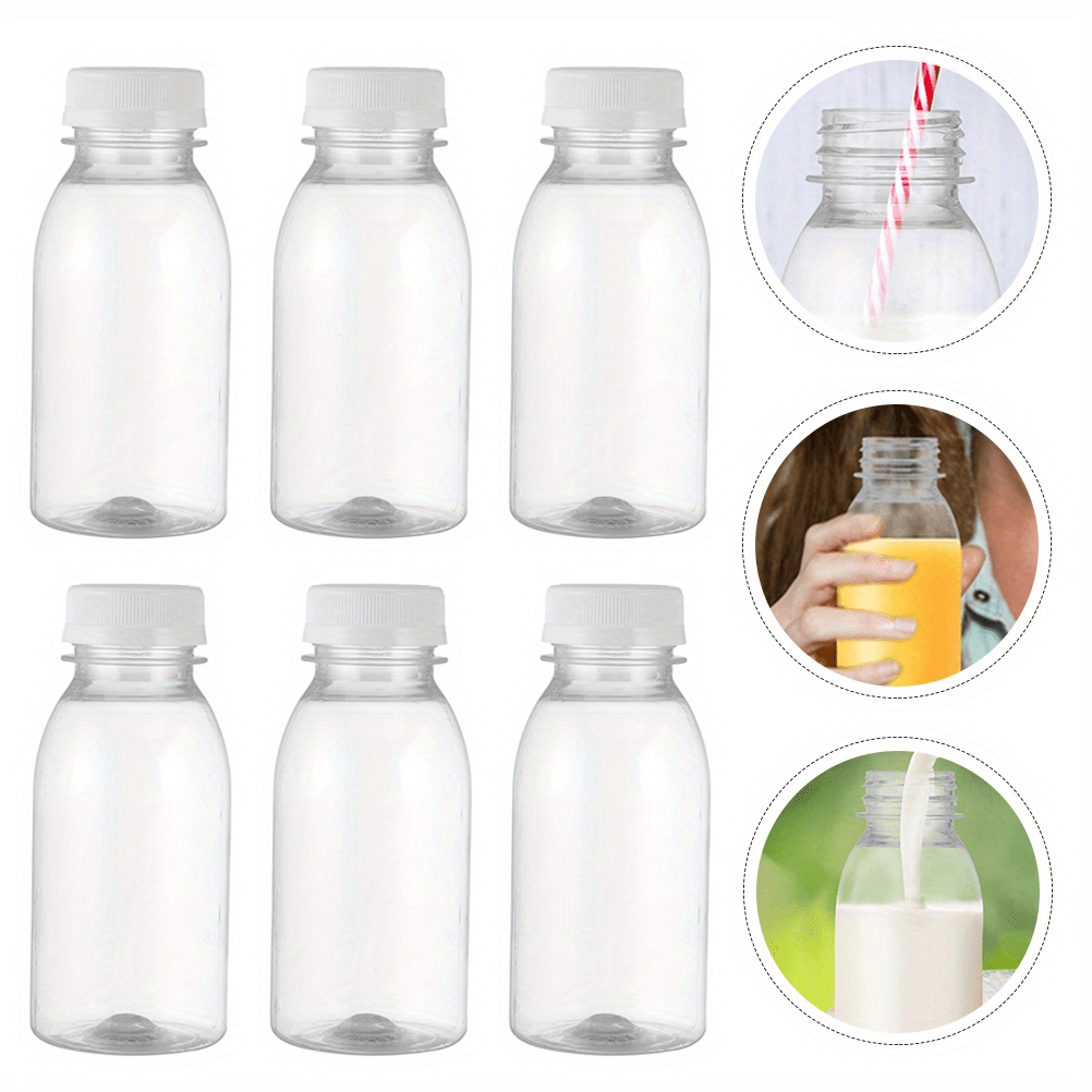 Reusable Clear Plastic Bottles Set of 10 for Water Milk Smoothies
