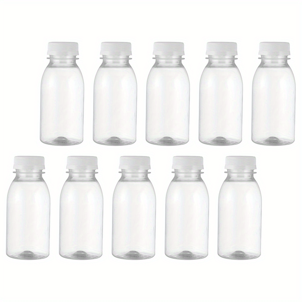 Reusable Clear Plastic Bottles Set of 10 for Water Milk Smoothies
