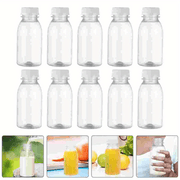 Reusable Clear Plastic Bottles Set of 10 for Water Milk Smoothies