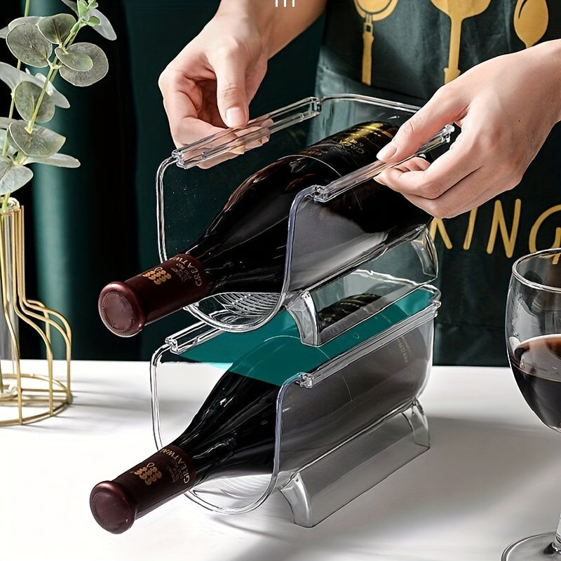 Stackable Transparent Wine Racks for Fridge Cabinet Countertop Storage