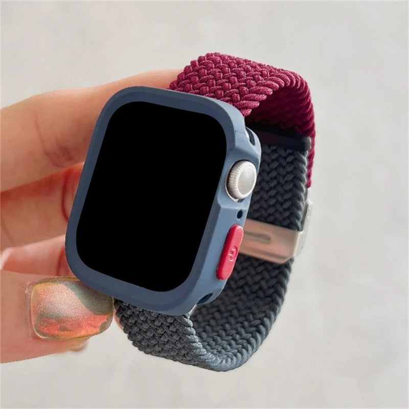 Adjustable Silicone and Nylon Protective Case for Apple Watch Series SE 9 8 7 6 5 4 40mm 44mm 45mm 49mm