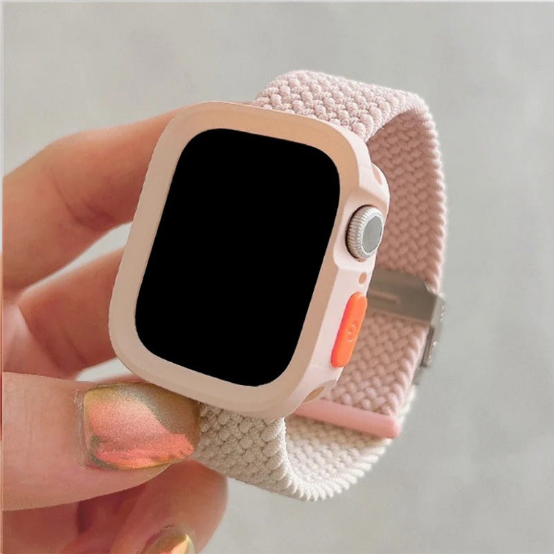 Adjustable Silicone and Nylon Protective Case for Apple Watch Series SE 9 8 7 6 5 4 40mm 44mm 45mm 49mm