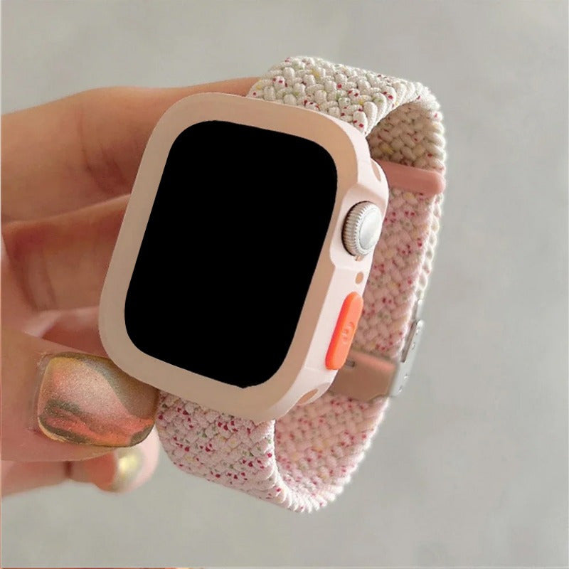 Adjustable Silicone and Nylon Protective Case for Apple Watch Series SE 9 8 7 6 5 4 40mm 44mm 45mm 49mm