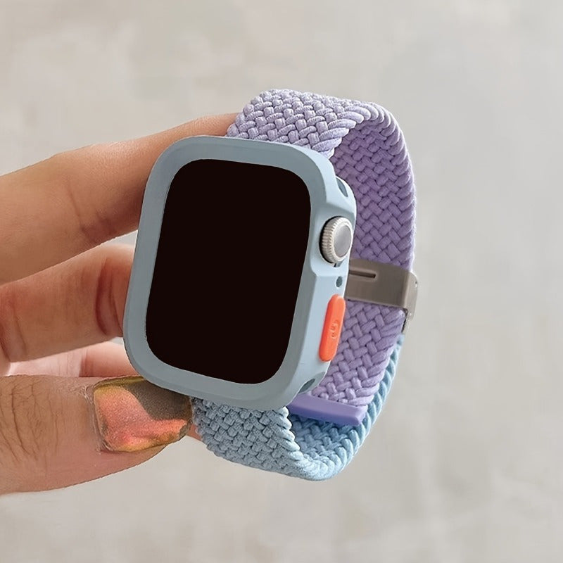 Adjustable Silicone and Nylon Protective Case for Apple Watch Series SE 9 8 7 6 5 4 40mm 44mm 45mm 49mm