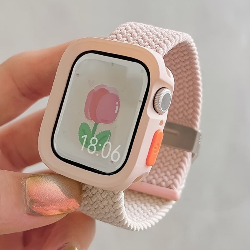 Adjustable Silicone and Nylon Protective Case for Apple Watch Series SE 9 8 7 6 5 4 40mm 44mm 45mm 49mm