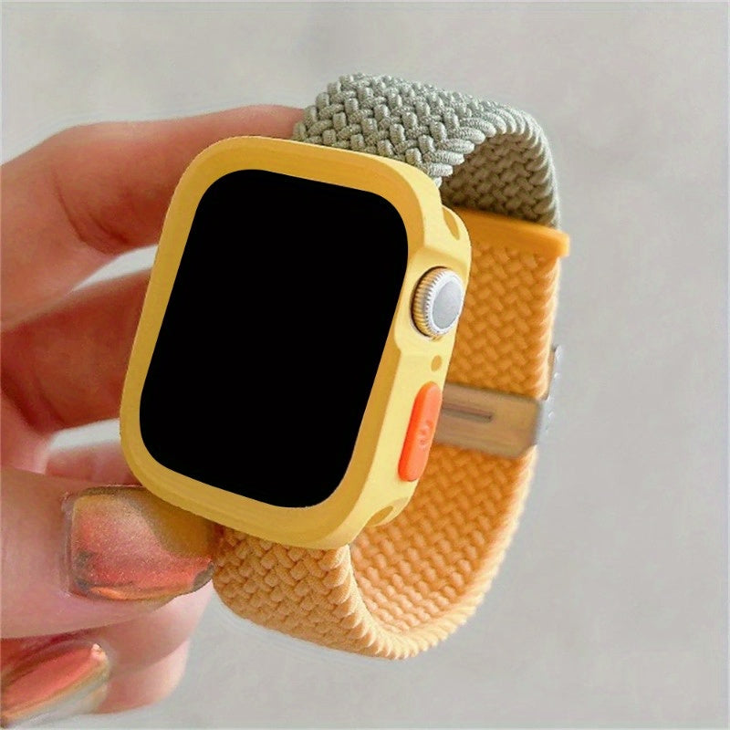 Adjustable Silicone and Nylon Protective Case for Apple Watch Series SE 9 8 7 6 5 4 40mm 44mm 45mm 49mm