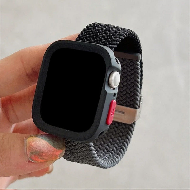 Adjustable Silicone and Nylon Protective Case for Apple Watch Series SE 9 8 7 6 5 4 40mm 44mm 45mm 49mm