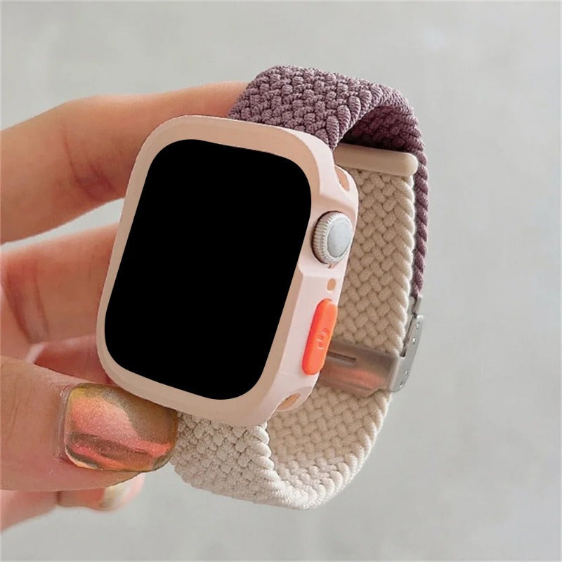 Adjustable Silicone and Nylon Protective Case for Apple Watch Series SE 9 8 7 6 5 4 40mm 44mm 45mm 49mm