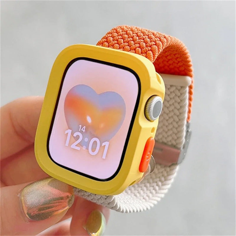 Adjustable Silicone and Nylon Protective Case for Apple Watch Series SE 9 8 7 6 5 4 40mm 44mm 45mm 49mm