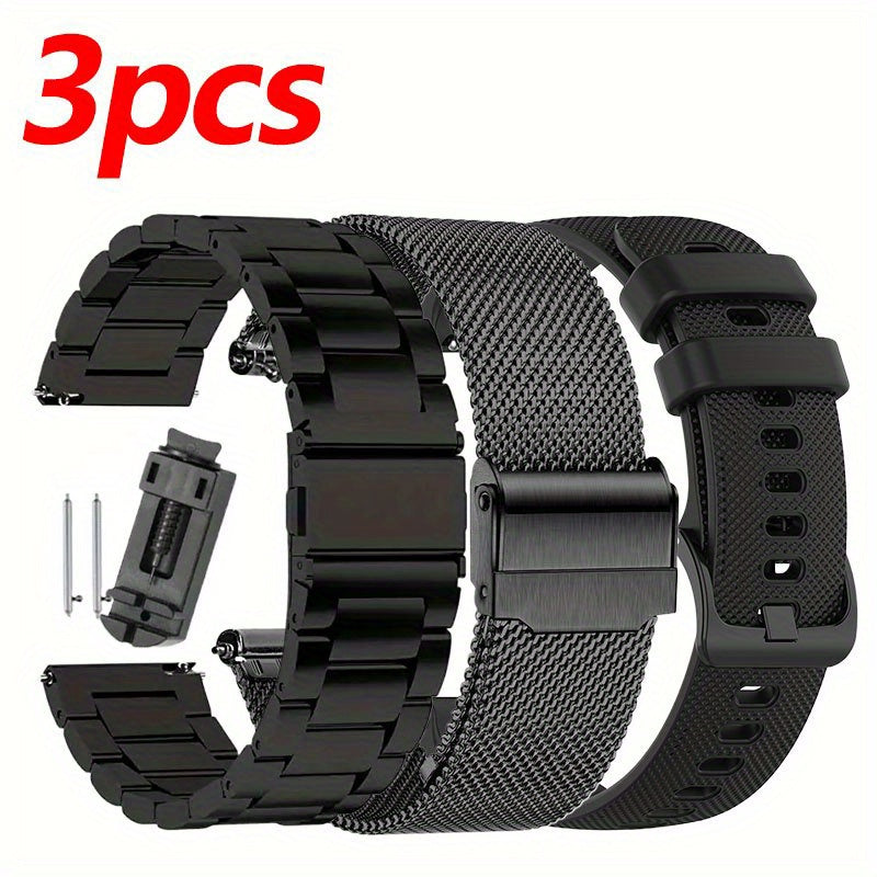 3 шт. стальных браслетов для часов Миланезе для мужчин и женщин, 20 мм, 22 мм, совместимы с Samsung, Huawei, Garmin, Xiaomi, Fossil, Honor