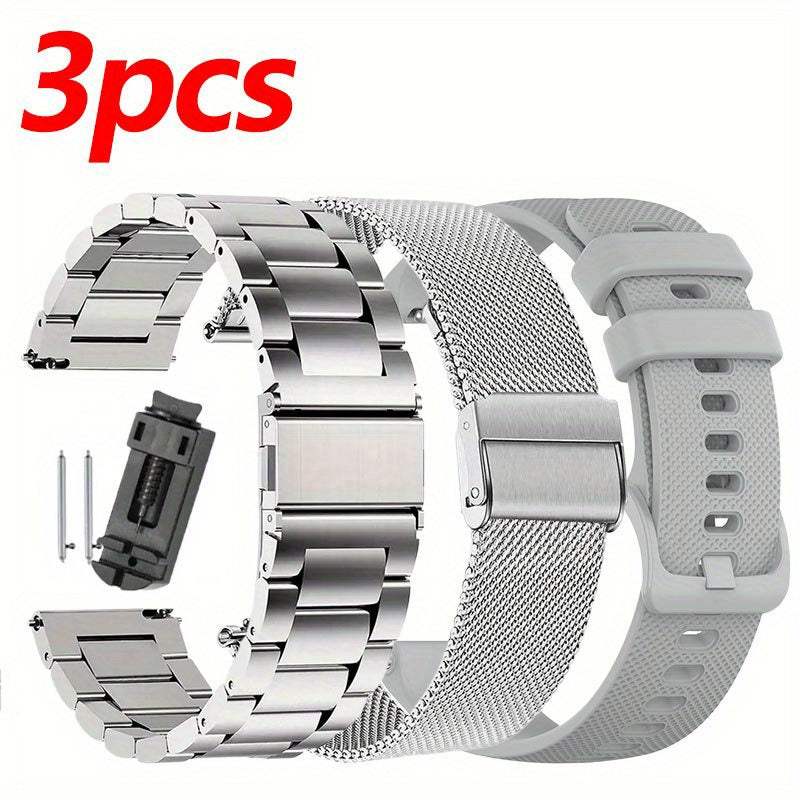 3 шт. стальных браслетов для часов Миланезе для мужчин и женщин, 20 мм, 22 мм, совместимы с Samsung, Huawei, Garmin, Xiaomi, Fossil, Honor