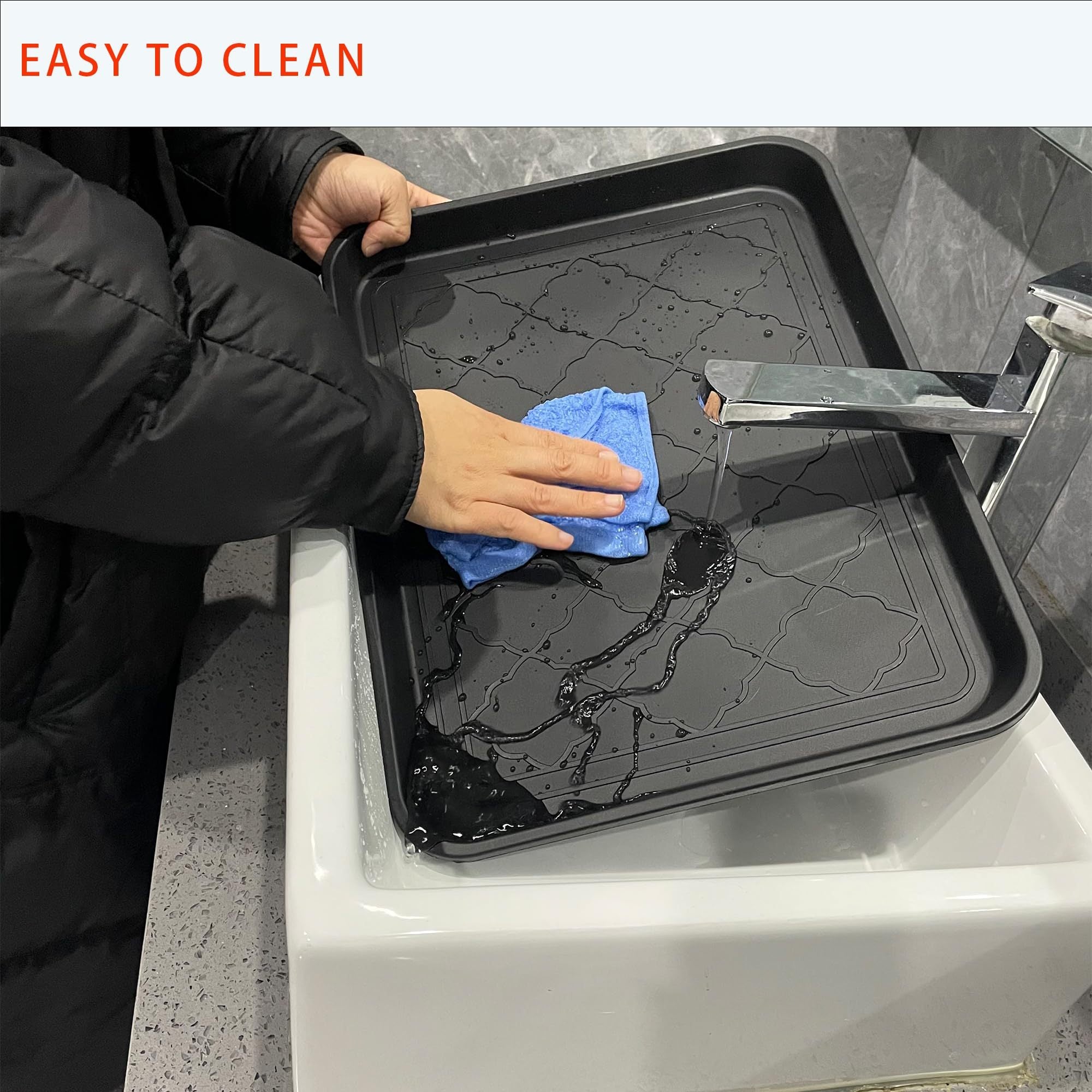 Waterproof Plastic Boot Tray for Entryway Shoes Pet Food Garden Use