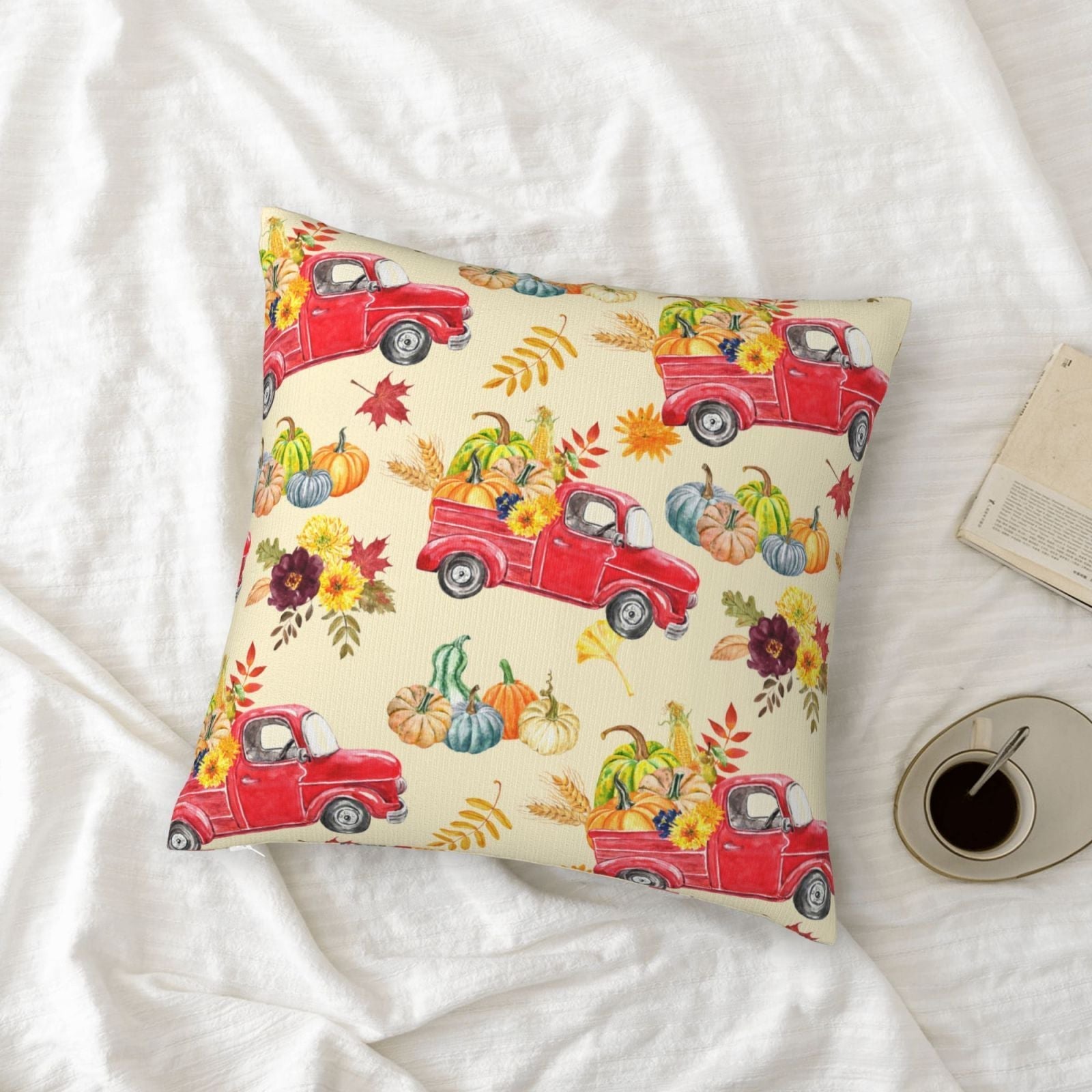 Kuzgi qovoq bilan toʻqilgan yostiq qopqogʻi 45.72x45.72 sm, ikki tomonlama polyester, divan uchun dekor