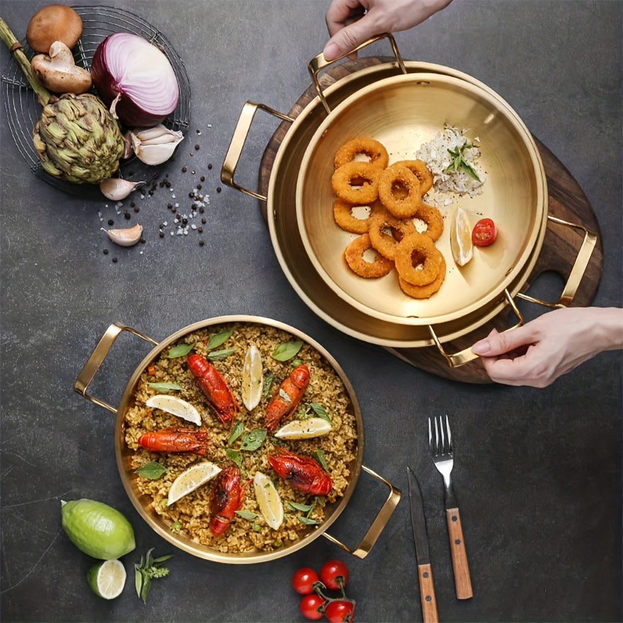 Stainless Steel Skillet Set 1 Piece Dishwasher Safe Induction Compatible Space-Saving