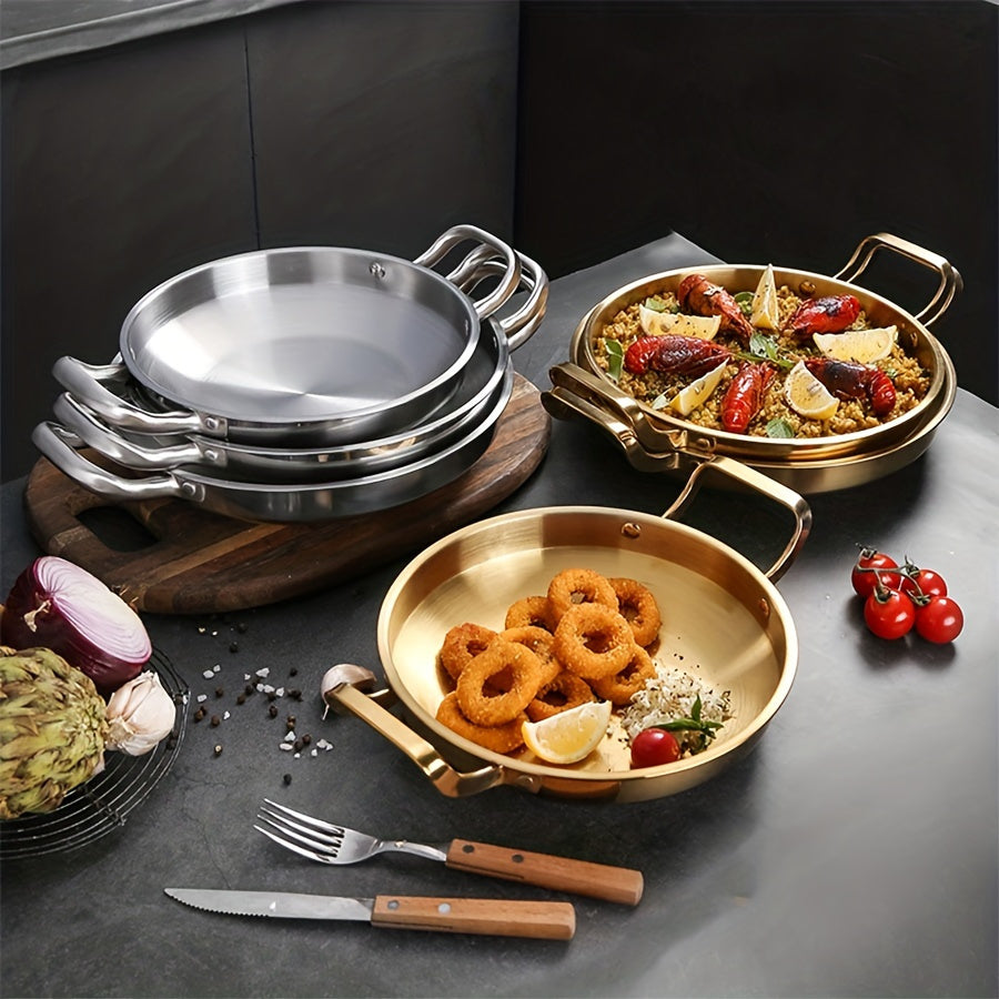 Stainless Steel Skillet Set 1 Piece Dishwasher Safe Induction Compatible Space-Saving