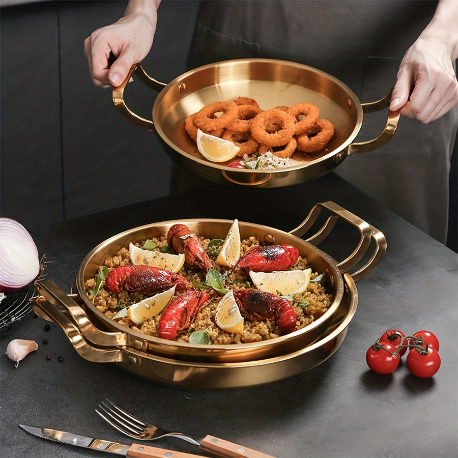 Stainless Steel Skillet Set 1 Piece Dishwasher Safe Induction Compatible Space-Saving